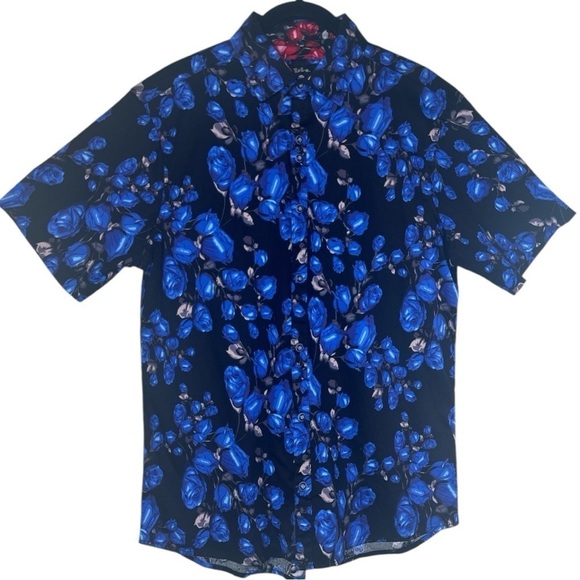 Rock Roll N Soul Blue Rose Button Down Shirt Small - Picture 10 of 10